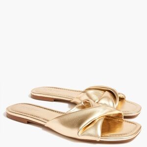 J. Crew Factory Twisted slide sandals in Light Gold